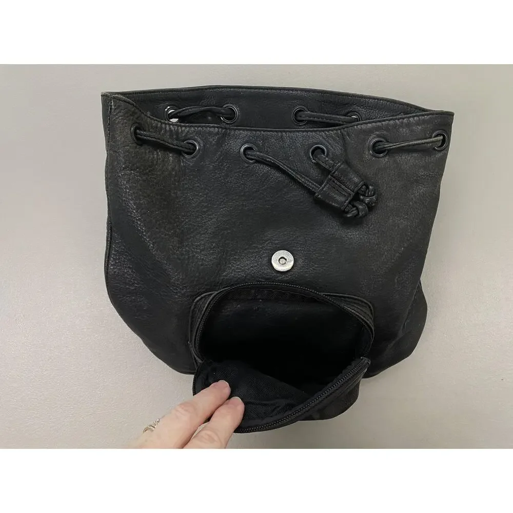 Harley-Davidson Leather Backpack Purse Small Black Logo Biker Vintage Y2K Moto‎